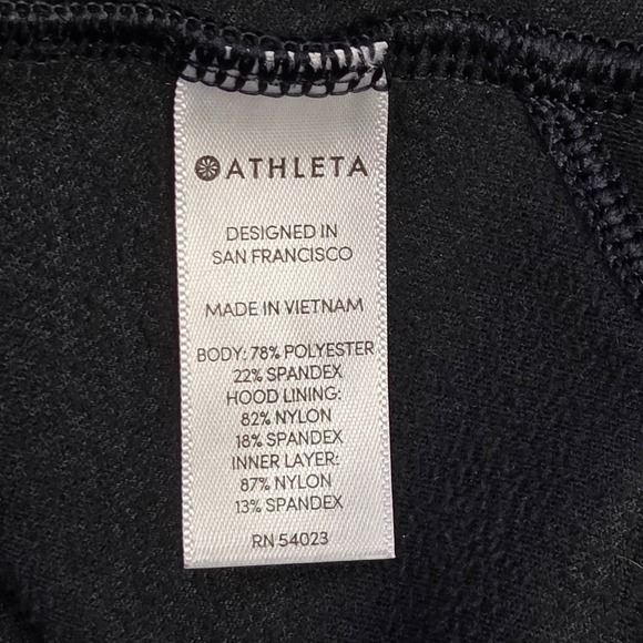 Athleta Black‎ Heathered Hoodie Thumbholes Zipper Pocket Athletic Top XS - Picture 4 of 13